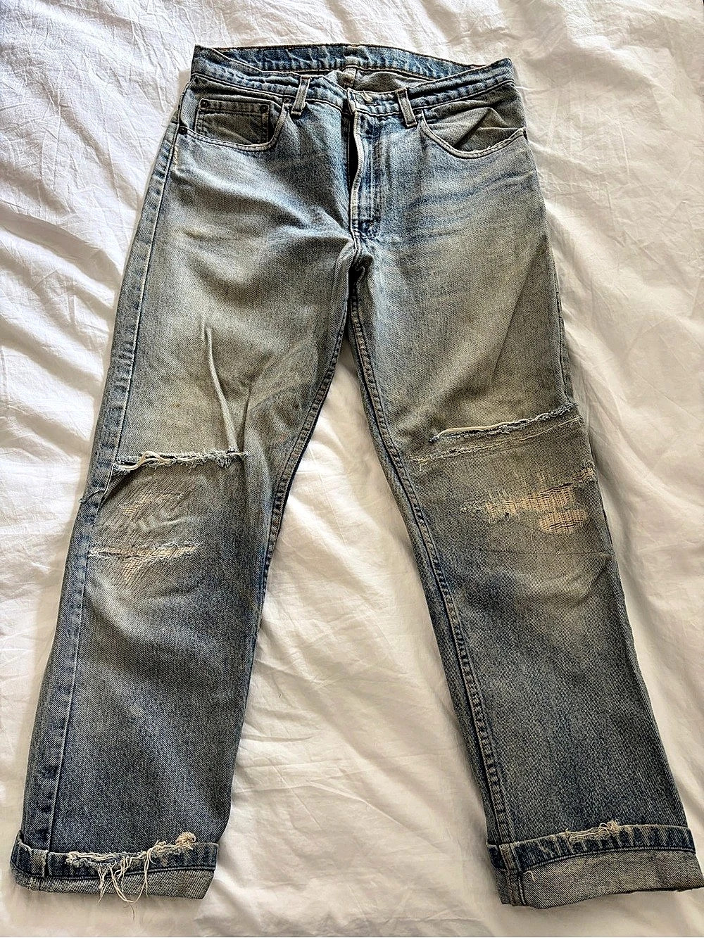 Levi's Distressed Boyfriend Jeans in Blue Waist 32